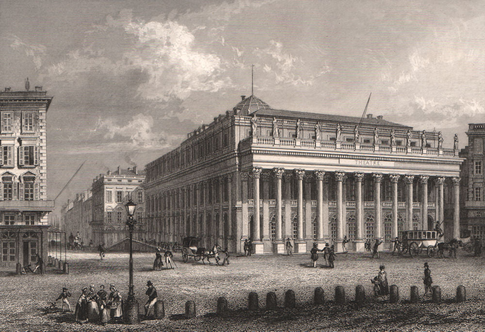 BORDEAUX. Le Grand Théatre. Gironde 1844 old antique vintage print picture
